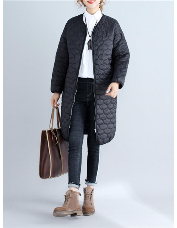 Women Long Sleeve Straight Quilted Jacket