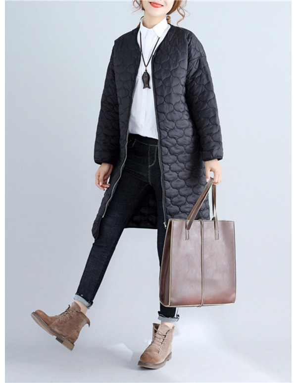 Women Long Sleeve Straight Quilted Jacket