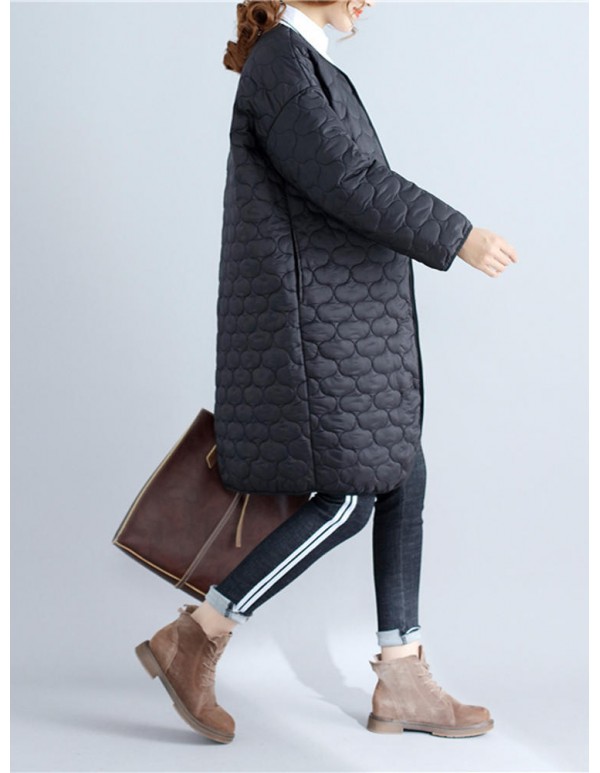 Women Long Sleeve Straight Quilted Jacket