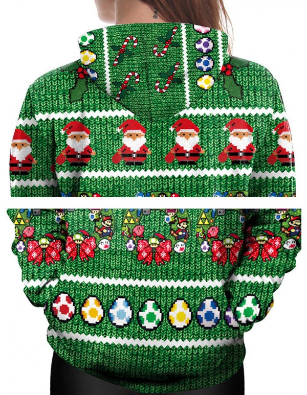 Plus Size Casual Women Santa Claus Hooded Sweatshirts