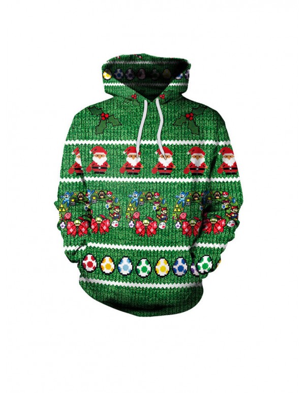 Plus Size Casual Women Santa Claus Hooded Sweatshirts