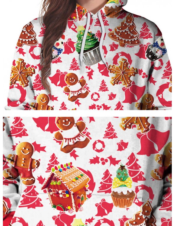 Plus Size Casual Women Christmas Hooded Sweatshirts
