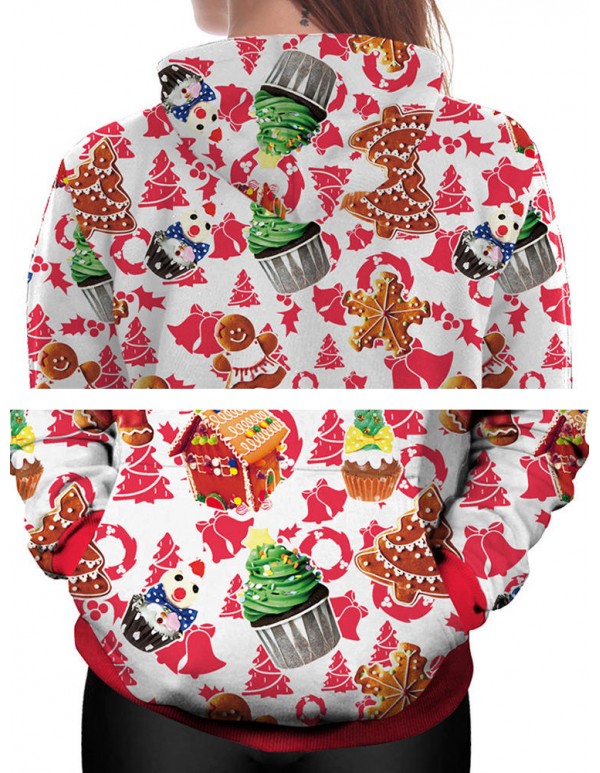 Plus Size Casual Women Christmas Hooded Sweatshirts