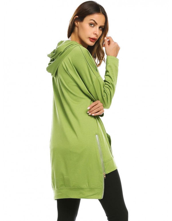 S-5XL Casual Women Hooded Pocket Side Zipper Sweatshirt