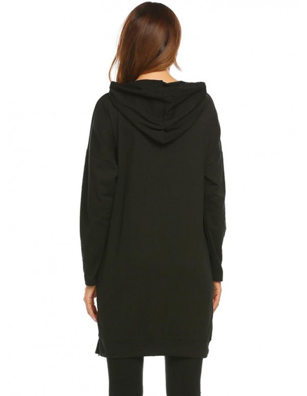 S-5XL Casual Women Hooded Pocket Side Zipper Sweatshirt