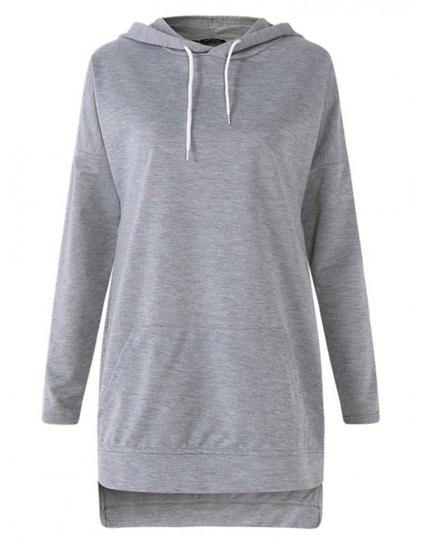 S-5XL Casual Women Hooded Pocket Side Zipper Sweatshirt