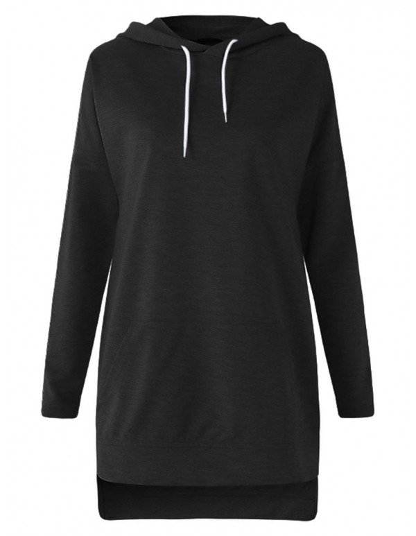 S-5XL Casual Women Hooded Pocket Side Zipper Sweatshirt