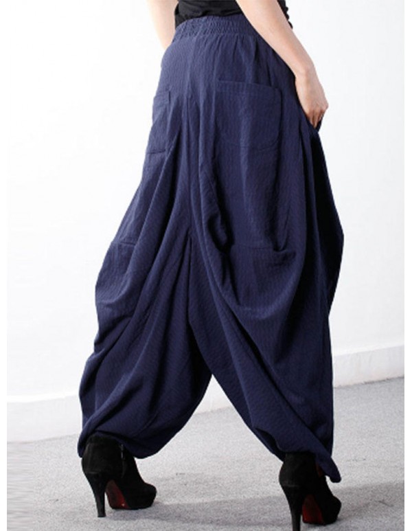 Plus Size Casual Women Cotton Harem Pants