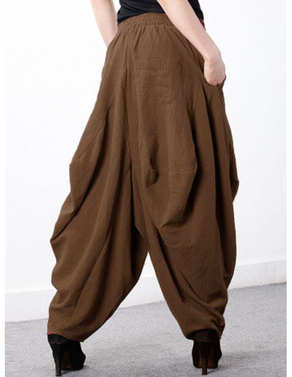 Plus Size Casual Women Cotton Harem Pants