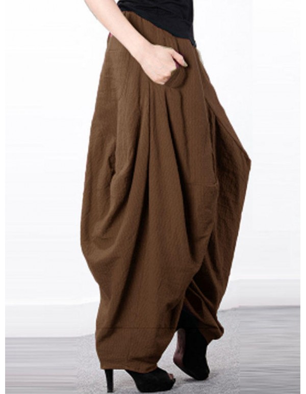 Plus Size Casual Women Cotton Harem Pants