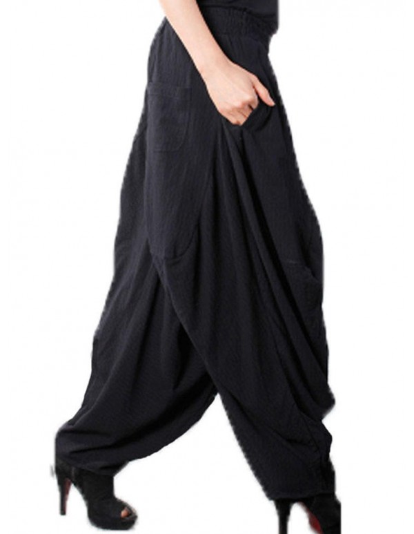 Plus Size Casual Women Cotton Harem Pants