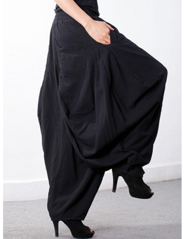 Plus Size Casual Women Cotton Harem Pants