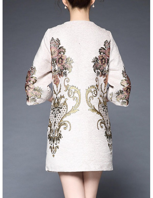 Plus Size Elegant Women Embroidery Coats