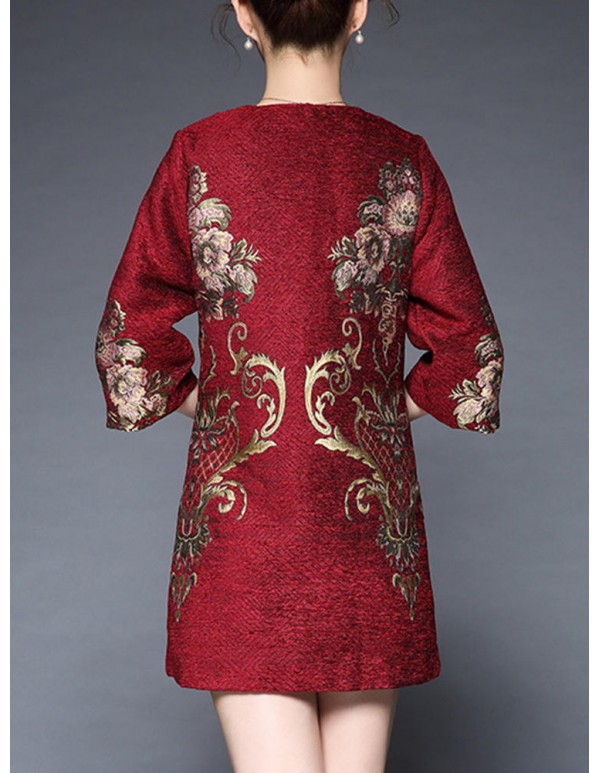 Plus Size Elegant Women Embroidery Coats
