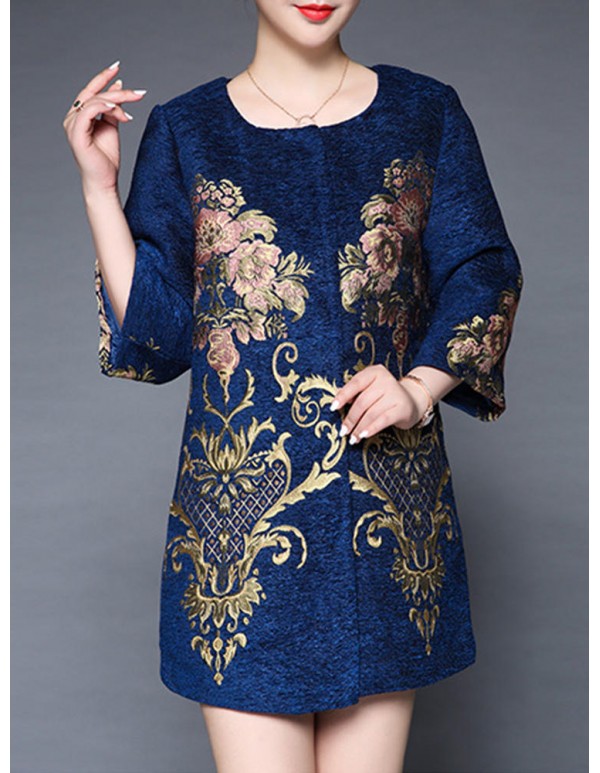 Plus Size Elegant Women Embroidery Coats