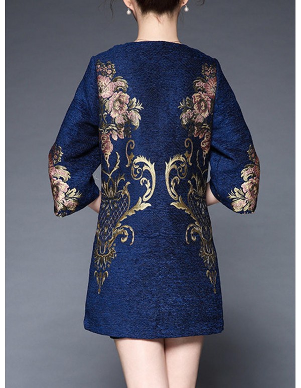 Plus Size Elegant Women Embroidery Coats
