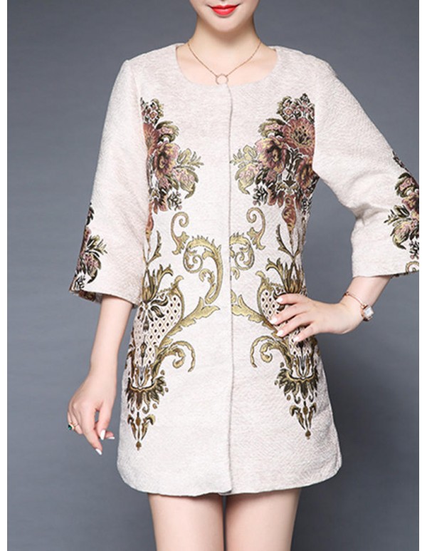 Plus Size Elegant Women Embroidery Coats