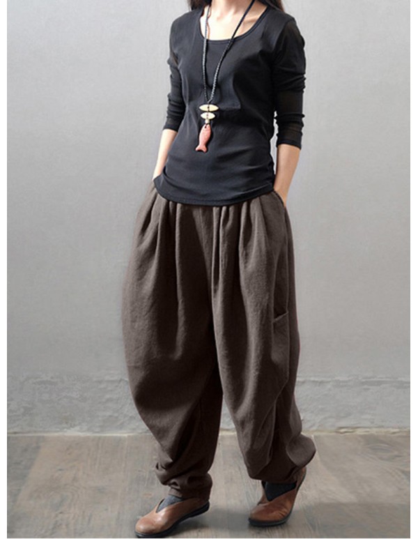M-5XL Casual Women Loose Baggy Harem Pants