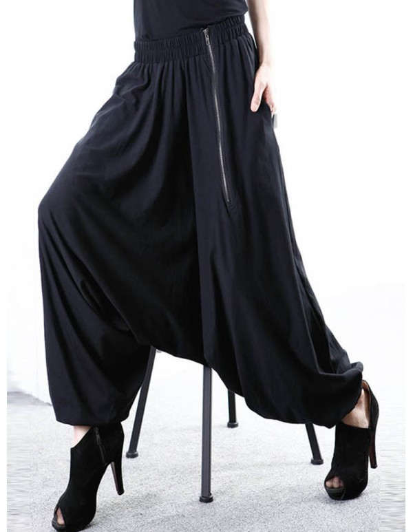 S-5XL Casual Women Zipper Harem Pants