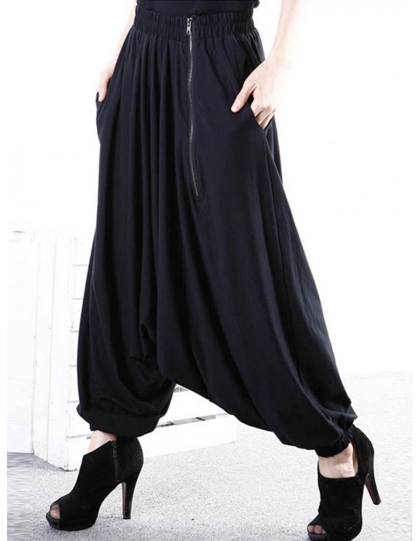 S-5XL Casual Women Zipper Harem Pants