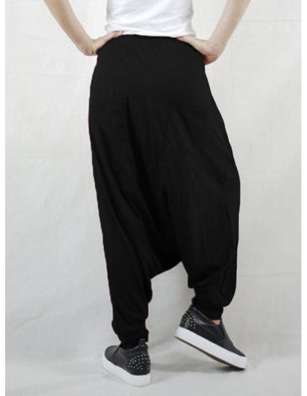 M-5XL Casual Women Button Cotton Harem Pants