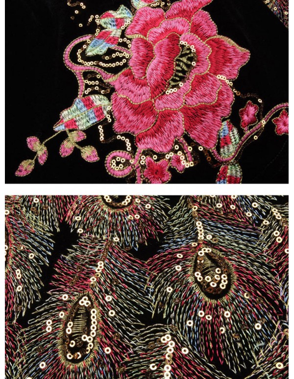 S-5XL Elegant Women Peacock Embroidery Coats