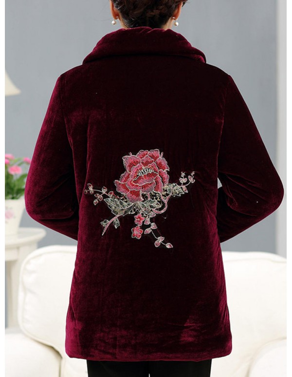 L-4XL Elegant Women Peacock Embroidery Coats