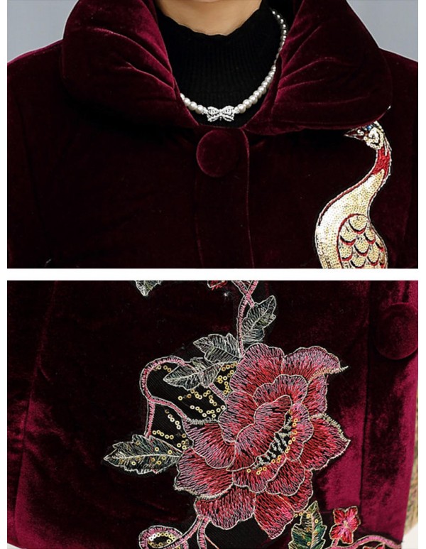 L-4XL Elegant Women Peacock Embroidery Coats