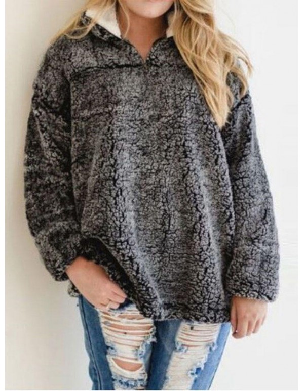 S-5XL Casual Women Stand Collar Zipper Sweatshirts