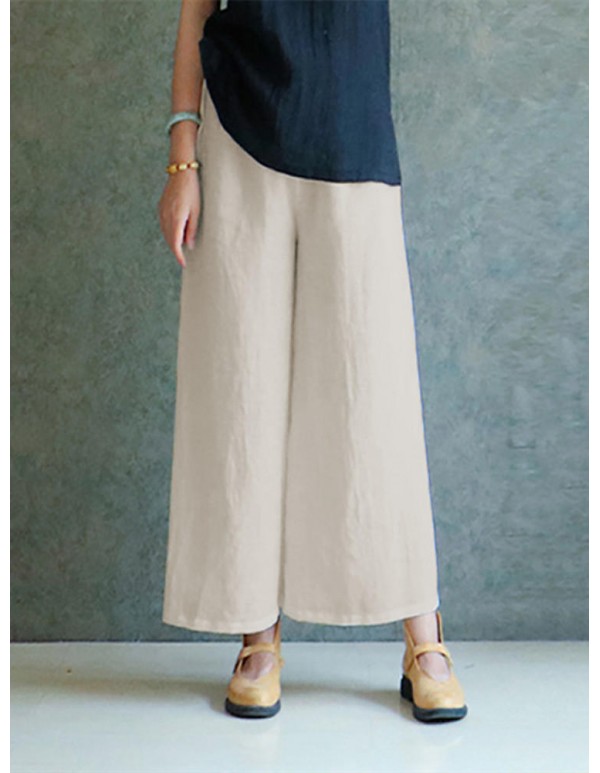 S-5XL Plus Size Women Casual Wide Leg Pants