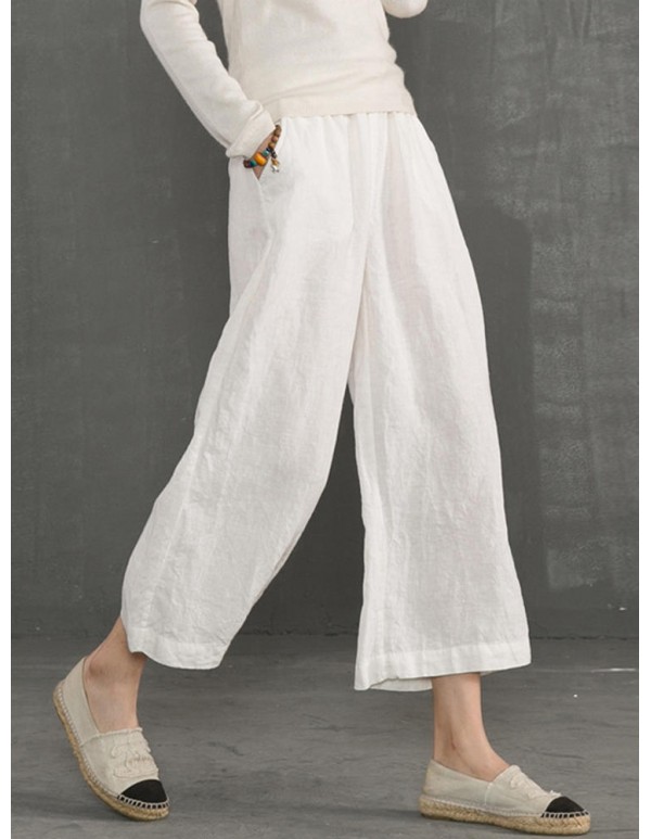S-5XL Plus Size Women Casual Wide Leg Pants
