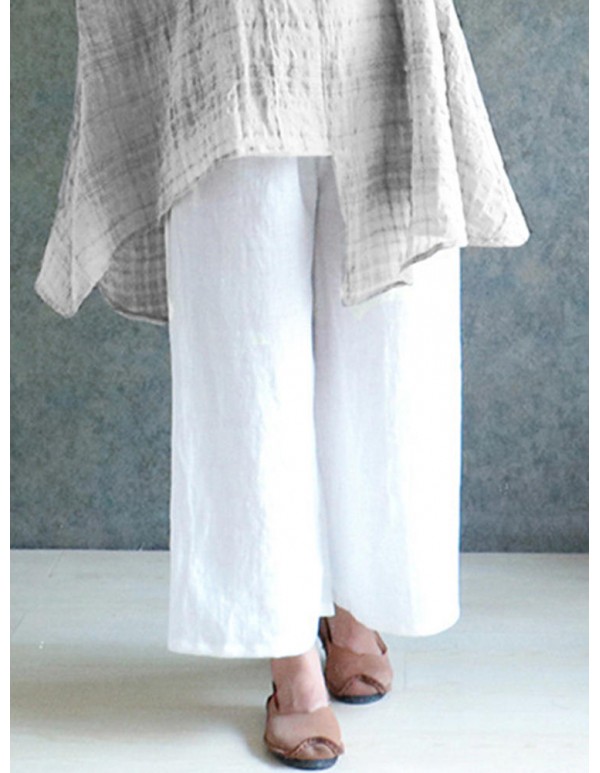 S-5XL Plus Size Women Casual Wide Leg Pants