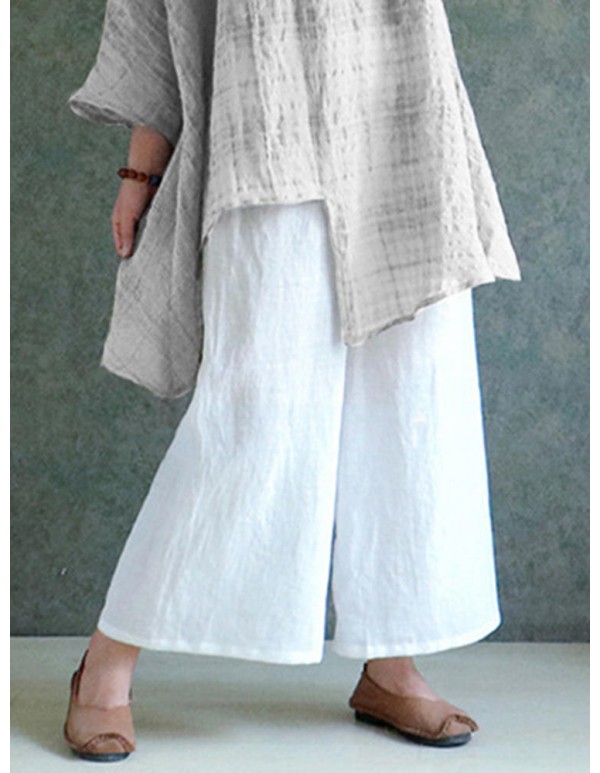 S-5XL Plus Size Women Casual Wide Leg Pants