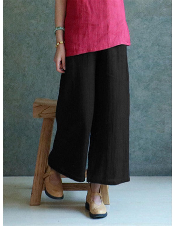 S-5XL Plus Size Women Casual Wide Leg Pants