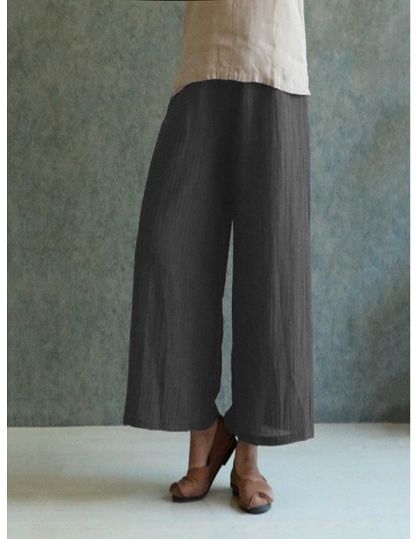 S-5XL Plus Size Women Casual Wide Leg Pants