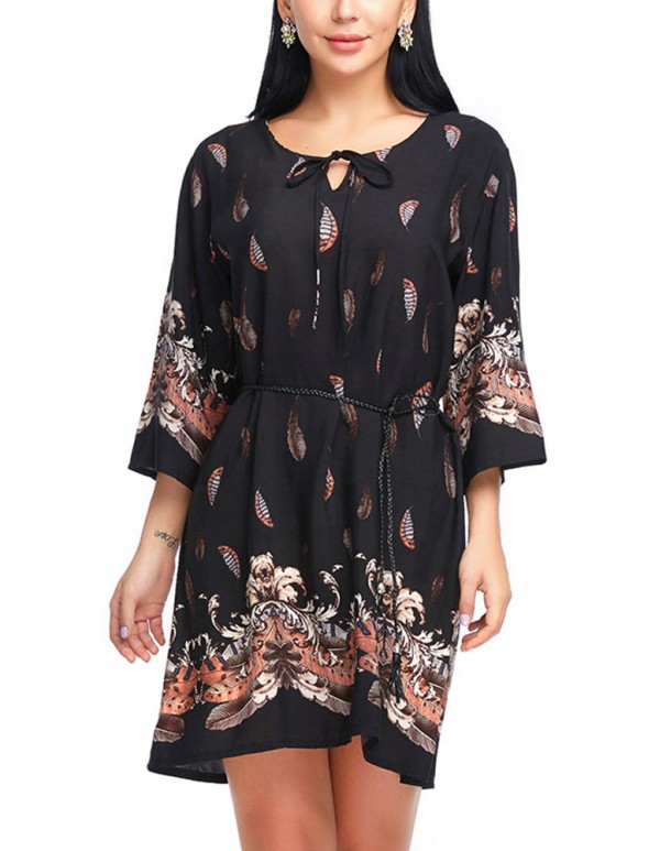 Bohemia Women Half Sleeve Floral Dress