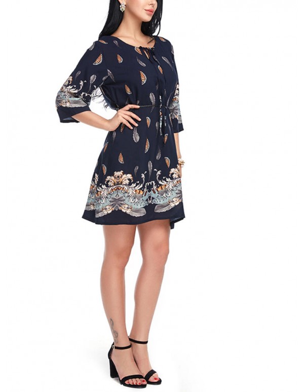 Bohemia Women Half Sleeve Floral Dress