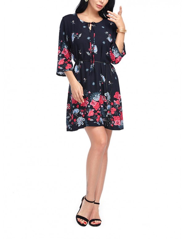 Bohemia Women Half Sleeve Floral Dress