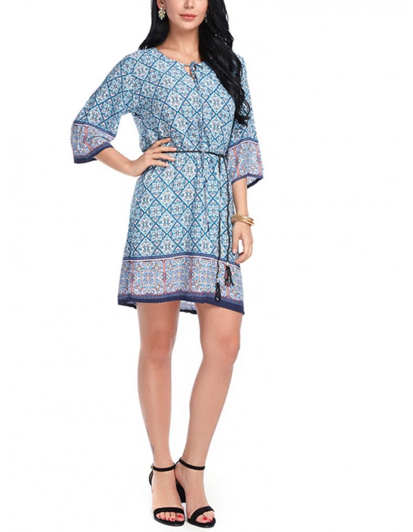 Bohemia Women Half Sleeve Floral Dress