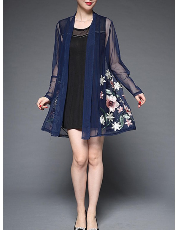 Plus Size Elegant Women Flowers Dress and Cardigan