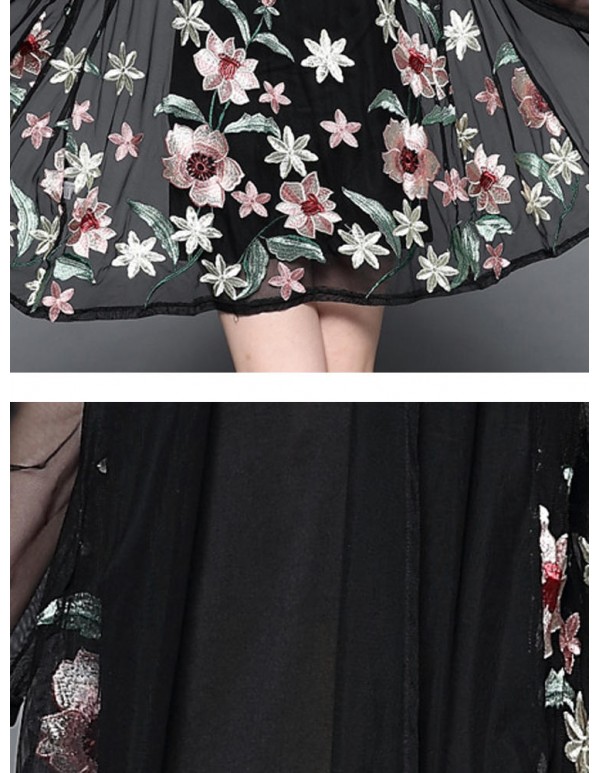 Plus Size Elegant Women Flowers Dress and Cardigan