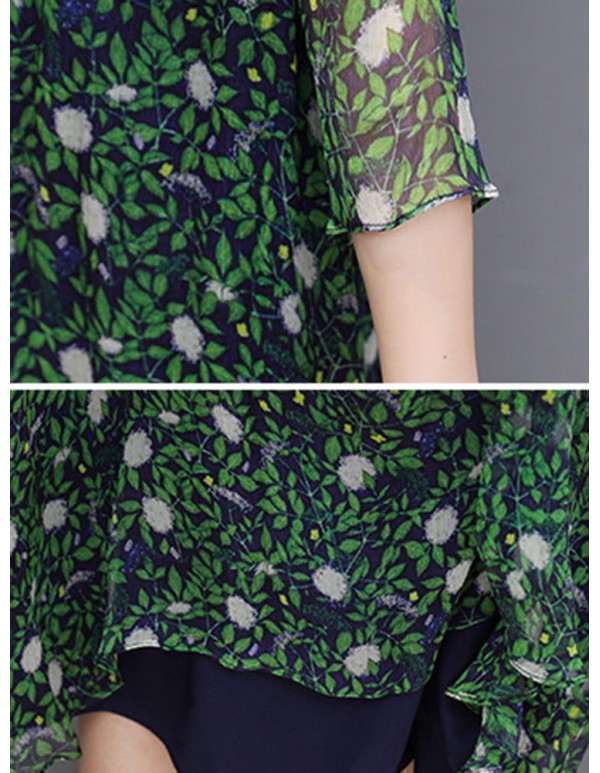 Women Floral Print Stand Collar A-Line Maxi Beach Dress