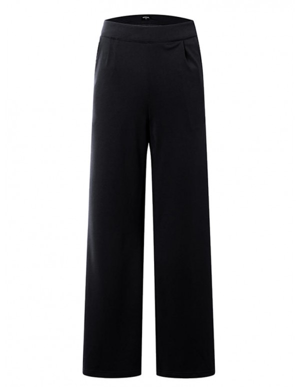 Women Plus Size Work Style Solid Color High Waisted Wide Leg Pants