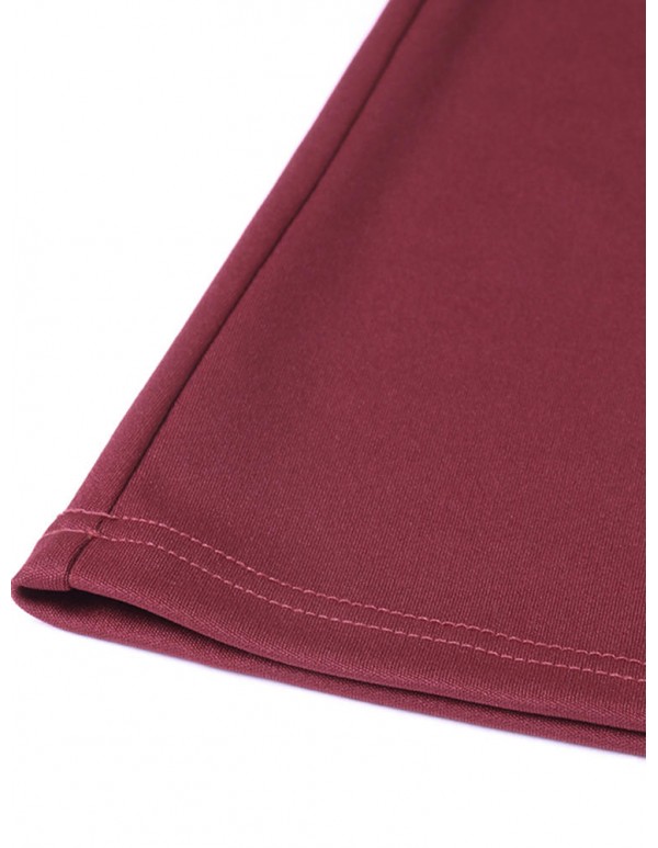 Women Plus Size Work Style Solid Color High Waisted Wide Leg Pants