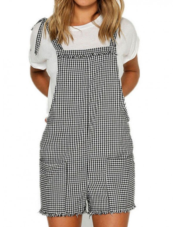 Women Strappy Sleeveless Mini Jumpsuit Shorts Overalls
