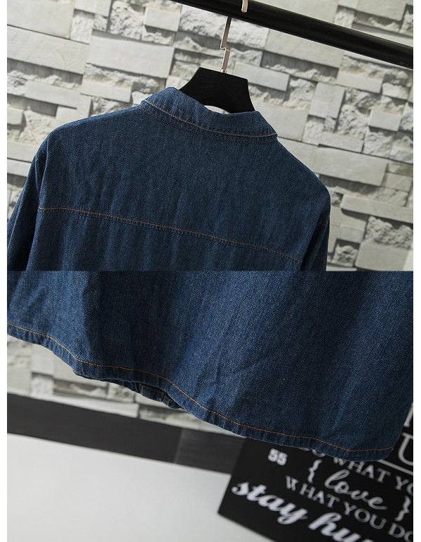 Vintage Floral Embroidery Denim  Fashion Women Long Sleeve  Casual Shirts