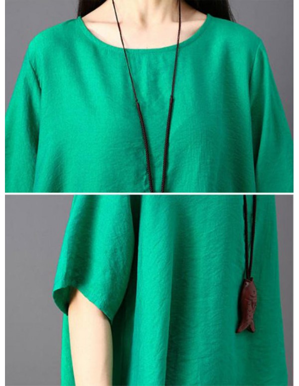 Plus Size Women Irregular Hem Pure Color Loose Blouse