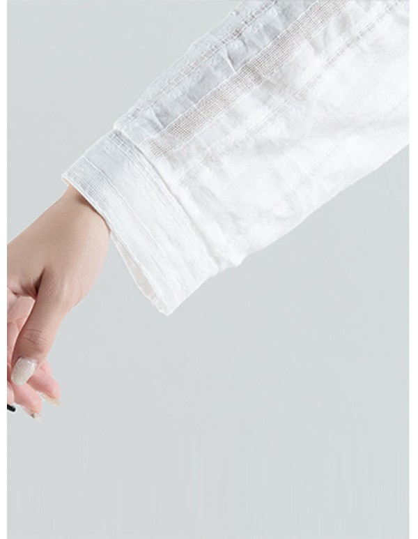 Women Cotton Adjustable Waist Semi-sheer Shirts With Hat