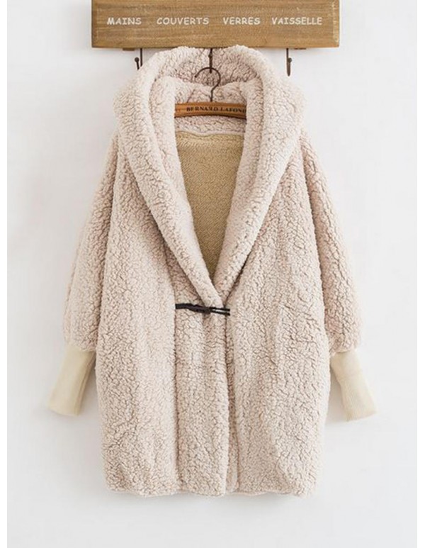 Thick Faux Fur Long Sleeve Women Coats With Hat