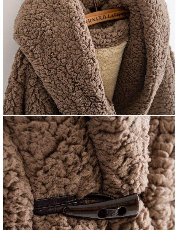 Thick Faux Fur Long Sleeve Women Coats With Hat